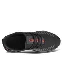 Men's Sports Walking Gym Sneakers Lightweight Easy-Fit Braided - Black - View 4