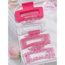 4 قطع مشابك شعر على شكل قلب وخطاف، مشابك شعر وردية معدنية لامعة، مشابك شعر براقة، اكسسوارات شعر بطباعة قلب Y2K، مناسبة للفتيات والنساء، ضرورية للربيع/الصيف، رائعة لعيد الميلاد، الزفاف، الشاطئ، عيد الأم، الحفلات، عيد الحب، العودة للمدرسة، أغراض المدرسة، إكسسوارات الخريف للكلية