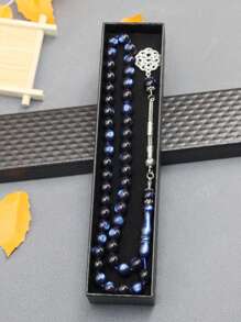 1 pieza Pulsera de 45 cuentas de oración de resina de 10 mm, de estilo árabe elegante y versátil, joyería de resina de lujo y colorida