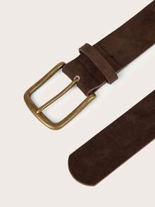 1pc Women's Retro Copper Square Buckle Velvet Wide Waist Belt, Suitable For Dresses And Coats Fall, Autumn, Halloween - Coffee - View 4