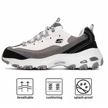 Skechers Zapatos casuales de la serie D'LITES, zapatos para mujeres con absorción de impactos y durables, zapatos deportivos y casuales para fitness, zapatos de panda, tenis gruesos 149906 - Negro/Gris - Ver 1