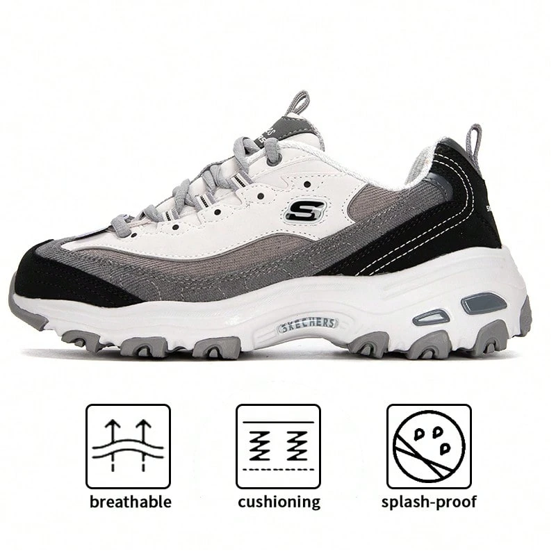 Skechers Zapatos casuales de la serie D'LITES, zapatos para mujeres con absorción de impactos y durables, zapatos deportivos y casuales para fitness, zapatos de panda, tenis gruesos 149906 - Negro/Gris - Ver 1