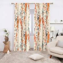 2 pezzi Tende con stampa digitale in stile country vintage, con elementi floreali in acquerello. Il design con occhielli facilita l'installazione. Adatte per ambienti come soggiorni, camere da letto e studi, aggiungendo un fascino elegante all'arredamento di casa. Stampa 2D - Multicolore - Visualizzare 9