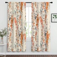 2 pezzi Tende con stampa digitale in stile country vintage, con elementi floreali in acquerello. Il design con occhielli facilita l'installazione. Adatte per ambienti come soggiorni, camere da letto e studi, aggiungendo un fascino elegante all'arredamento di casa. Stampa 2D - Multicolore - Visualizzare 18