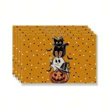 1/2/4/6 Piece Table Mat Set, Halloween Themed Style, Bat Pattern Print, Size 30x45 Cm. Polyester Halloween Placemats Are Suitable For Home Kitchens/Heat-Resistant Tablecloths, Easy To Clean, And Are Ideal Accessories For Home Kitchen Dining Tables. They Are Suitable For Family Gatherings And Indoor Occasions, And Are The Best Choice For Halloween Decoration.
