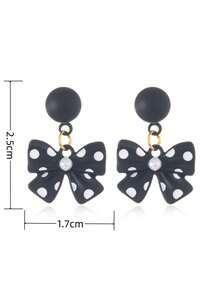 1 Pair Black & White Bowknot Earrings, Minimalist Design, Versatile, Suitable For Daily Wear, Birthday Gift