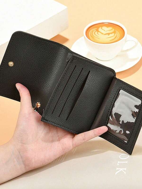 Monedero de gran capacidad con contraste de color, bolsa de almacenamiento miscelánea, billetera de tela portátil, bolso de mano de moda, tarjetero de múltiples ranuras, monedero con cremallera