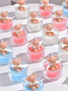 1 pièce Bougie en verre en forme d'ours en peluche mignon, parfaite pour le bien-être personnel et un excellent cadeau. Élément de décoration d'intérieur photogénique, s'associe bien avec une bougie parfumée apaisante. Bougie de niche haut de gamme, convient comme cadeau d'anniversaire ou décoration d'intérieur. - Multicolore - Voir 9