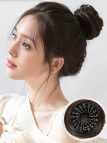 Brownish Black Fake Hair Buns Extensions Bird Nest Hair Clips Hair Accessories Ballet Bun Synthetic Donut Chignon Updo Hairpieces Expandable Bun Fixed Hair Claw Vintage Retractable Ponytail Holder Hairpin Buckles For Women Girls(3Inch)