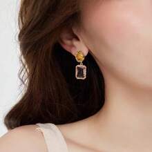 Aretes de colores caramelo, hermosos aretes de cristal barroco multicolor, aretes de diseño asimétrico arcoíris, joyería de moda y encantadora para mujeres, un regalo de Navidad precioso y delicado - arcoíris - Ver 3