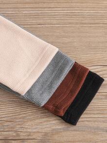 3 件套男童/中性高领罗纹双面羊毛卫衣套装，适合秋冬季休闲外出和休闲穿着 - 彩色 - 查看 4