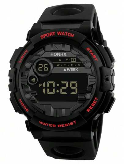 HONHX 1pc Kids Rubber Strap Sporty Round Dial Digital Watch For Daily Life