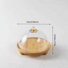 Bandeja Redonda De Madera De Acacia, Plato Para Frutas Y Pasteles Con Tapa, Plato De Estilo Japonés (1 Unidad)