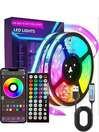 1 Stück 44-Tasten Bluetooth Schwarze Scheibe Lichtleiste, Smart App-Steuerung, einstellbar, Mehrfarbig, geeignet für Möbeldekoration Zuhause, wechselbare Farben, Spielzimmer, Küche, TV Hintergrundbeleuchtung, Schlafzimmer, LED Dekorationsbeleuchtung für Feststimmung