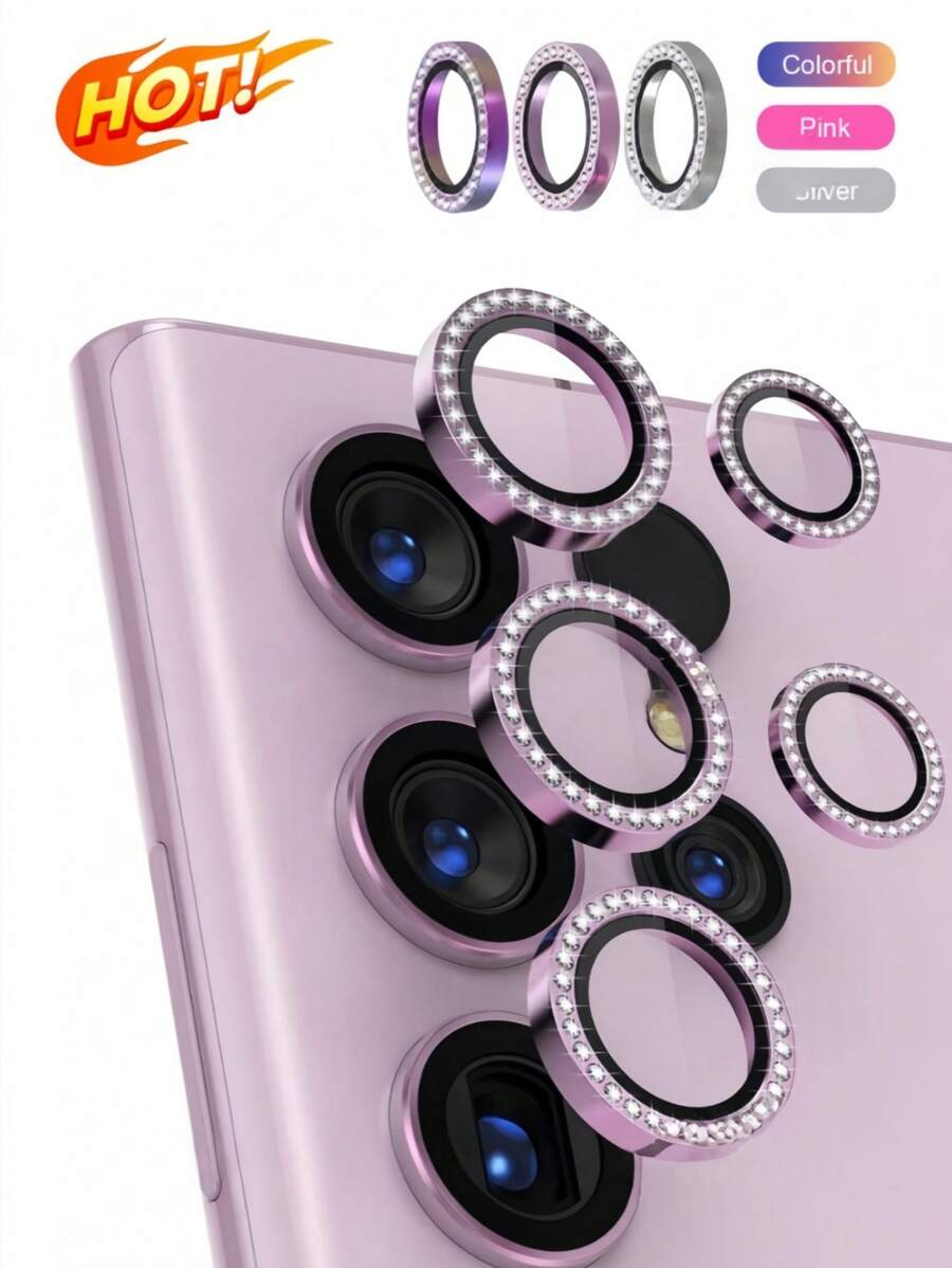 1 Set, Protezione Obiettivo Fotocamera, Anello in Metallo con Vetro Temperato 9H, Protezione Schermo Decorativa Accessori, Compatibile con Modelli di Telefoni S2/S23/S24 Ultra/S25 Ultra/A13/A16/A34/A55/A15/A2/A05S/A54/A14/A55/A35/05/06/S25edge/S23, Anti-Caduta, Impermeabile, Anti-Graffio, Anti-Esplosione, Adsorzione Automatica