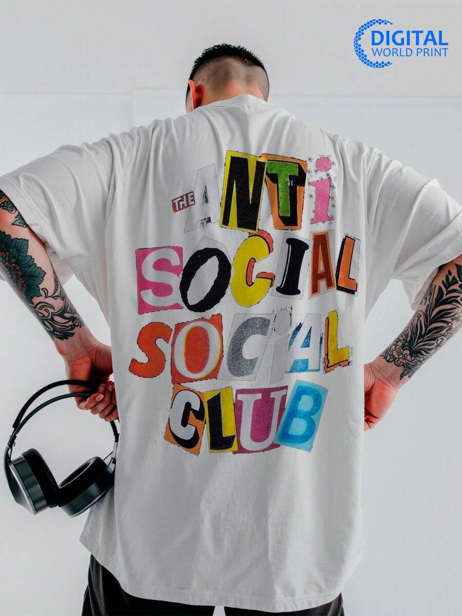 T-Shirt Oversized Shirt AntiSocial Social Club Collage Streetwear Premium Summer Winter T-Shirt - Trắng_3235 - Xem 1