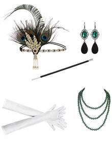 Bộ trang phục nữ phong cách thanh lịch thập niên 1920 gồm 5 món, thích hợp cho tiệc Halloween, dạ hội, tiệc độc thân, hoặc làm quà tặng cho gia đình và bạn bè. - Nhiều màu - Xem 13