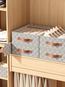 1 Drawer Style Fabric Underwear Storage Box, Underwear Socks Bra Three In One Home Wardrobe Partition Storage Box, Checkerboard Non-Woven Fabric Underwear Storage Box, Sock Storage Box, Multi-Functional Underwear Partition Storage Box, Daily Use Storage, Back To School Dormitory Storage