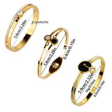 3/1 件女士珠宝手链礼品套装，不锈钢手链配方晶锆石四叶花、蝴蝶吊坠 - 小鎖吊墜組合款 - 查看 11