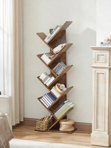 VASAGLE Tree Bookshelf, 8-Tier Floor Standing Bookcase, With Wooden Shelves For Living Room, Home Office, Rustic Brown - Coffee Brown - View 2