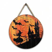 1pc 20*20*0.5 Assorted Wooden Halloween Decor Hanging Ornaments, Suitable For Halloween Holidays, Can Be Hung On Doors, Walls In Living Room, Bedroom, Etc. To Create A Festive Atmosphere For Theme Parties Home Decor Room Decor