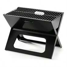Parrilla carbón plegable portátil asador camping exterior, parrilla fácil de transportar y montar, adecuada para viajes, picnics y camping, diseño plegable, material resistente, ideal para asar carne, verduras y alimentos al aire libre - Negro - Ver 2
