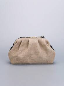 Sequin Embroidered Floral Pleated Clutch Bag, Women's Casual Clutch Bag, Fashionable And Glamorous Evening Bag Suitable For Holiday Parties And Commuting (Pattern Placement Randomly Cut) - Multicolor - View 7