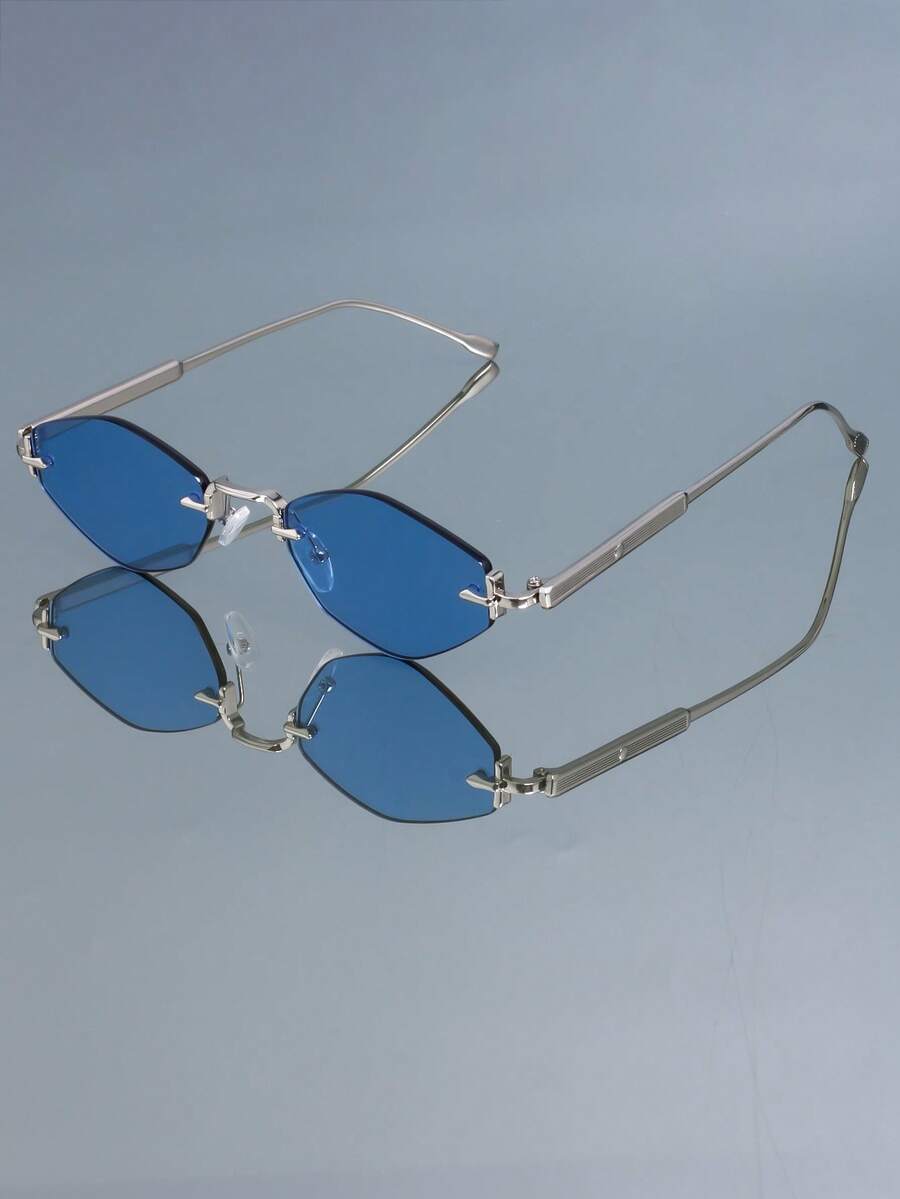 New Fashion Personalized Frameless Polygon Fashion Glasses, Street Style, Versatile For Men, High Quality Minimalist Design For Beach, Party, Business Casual Occasions - Multicolor - View 1