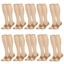 (10 Pairs) High-Top Compression Socks For Women And Men Suitable For Running, Hiking, Trekking, Fitness, Travel, Cycling, And Other Sports And Compression Sockings For Halloween, Christmas, Birthdays, And Gifts. - 彩色 - 查看 15