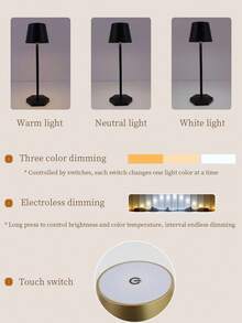 Modern Wireless Desk Lamp - USB Powered LED Table Lamp With Touch Dimming Switch, Portable Bedside Light, Black/White, Suitable For Bedroom, Living Room, Office, Patio - Includes USB Cable, Home Decor Lighting, Minimalist Style, High-Quality Material, Dimmable, Home & Office Use