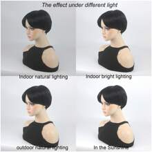 One Piece Black Short Middle-Part Wig For Men Synthetic Short Wigs Men Wig