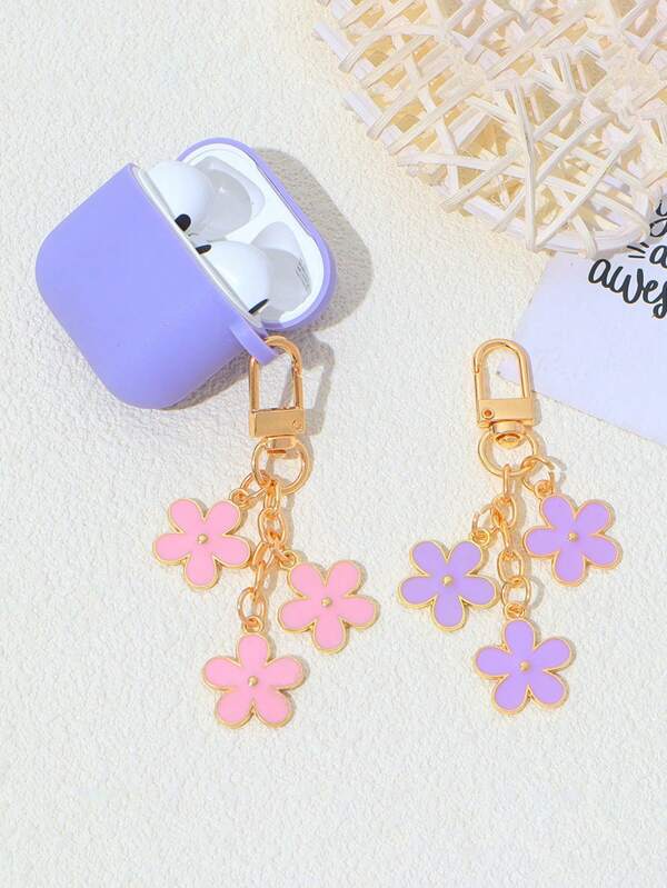 1 pieza Llavero con flor, accesorio de metal para bolso
