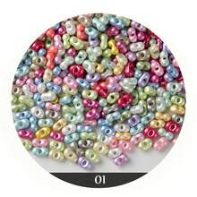 100 piezas de cuentas de vidrio en forma de cacahuete de 3x6mm, cuentas de vidrio jade de colores surtidos, cuentas sueltas lindas, cuentas espaciadoras a granel para hacer joyas, pulseras, aretes, collares DIY