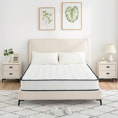 Matelas 140x200, matelas à ressorts ensachés 7 zones hauteur 21cm niveau de fermeté H3 matelas à ressorts confort avec housse en mousse et microfibre pour adultes