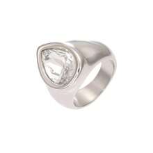 Ashenrae 1pc Exaggerated Waterdrop Zirconia Stainless Steel Ring, Fashionable Women's Daily Wear Jewelry Gift - Teardrop Zirconia Ring - View 15