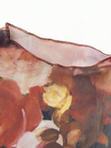 Women's High Neck Sleeveless Dress Stylish Dot/Solid/Floral Print Slit Hem Bodycon Mini Dress - 亮橙色 - 查看 7