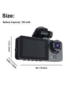 1 pieza, Cámara de salpicadero frontal, trasera y interior, Cámara de salpicadero de 3 lentes para automóviles, Cámara DVR para automóviles Full HD 1080P con grabación en bucle, Cámara para automóvil, Pantalla de 2 pulgadas, Tarjeta SD no incluida - Negro - Ver 6