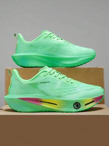 L.S.W.P 男士透气公路跑鞋 - 减震耐磨鞋底，EVA 缓冲，轻质低帮运动鞋，条纹设计，适合健身、慢跑和日常穿着，时尚运动风格，配有 EVA 软鞋垫