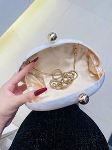 2025春季时尚婚礼手拿包，欧美风格亚克力亮面晚宴手提包，蛋形单肩包，个性斜挎，完美搭配舞会配饰，完美搭配新娘派对