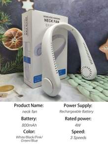 AIRPROSSING 1pc Neck Hanging Fan, Portable Bladeless Neck Fan With 5 Adjustable Speeds And LED Display, Suitable For Students, Office, Outdoor Travel, Perfect Gift