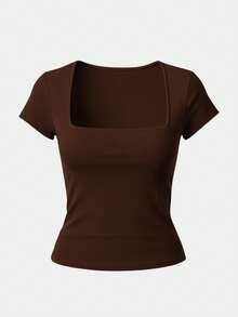 Kit 3 Women's Short Sleeve Suplex Blouse Cold Mesh Basic Blouse - Black, Brown and White - View 4