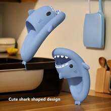 Men's Lightning Pattern Shark-Slides, Comfy Non Slip Casual Soft Sole Anti Odor EVA Slippers, Men's Summer Indoor Footwear 4cm Thick Sole Shark Slippers For Men And Women