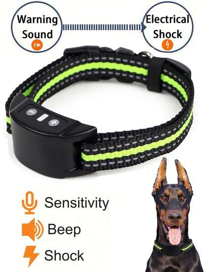 Rechargeable Anti-Bark Dog Collar, Waterproof Anti-Barking Training Collar, Bark Control Collar, Smart Anti-Bark Device, Pet Supplies, Dog Collar, Puppy Supplies, Birthday Dog Supplies, Pet Supplies, Puppy Pet Supplies, Puppy Accessories, Dog Necessities, Dog Supplies, Puppy Pet Supplies, Puppy Supplies, Outdoor Pet Supplies, Suitable For Small And Medium Dogs, All Breeds, Green