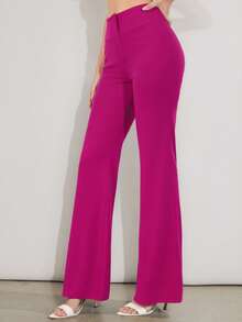 Sexy Pantalón Palazzo de Tiro Alto Para Mujer | Corte Elegante Acampanado | Tela Stretch Suave & Ajuste Perfecto | Ideal para Looks Formales, Casuales y Fashionistas - Rosa Fucsia - Ver 3