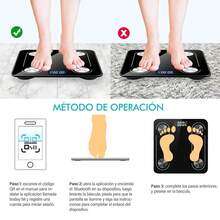 Escala de Grasa Corporal, Báscula Inteligente Bluetooth 4.0 Digital Analizador de Composición Corporal, 400 libras, 70 datos Relacionados alta precisión Compatible con Android y IOS - Negro - Ver 5