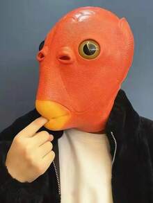 1pc Funny & Creative Prop, Modern Style Fish Head Mask, Adult Party Costume Fish Head Mask, Unisex, Suitable For Easter,Halloween,Carnival, Masquerade Ball, Party & Holiday Amusing Prank Prop [Small Holes May Appear Due To The Thermal Expansion And Contraction Of The Material, Which Is A Normal Phenomenon And Not Related To The Product Quality]