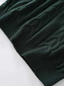 1pc Men's Christmas Sweater, Acrylic Knit Fabric, Green Fashionable Cable Knit Texture, Vintage Style For Home, Travel, School, Versatile, Excellent Gift For Men, Fall Winter, Grunge Style