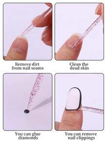 50 Stücke gemischtes Farben Nagelkunst-Werkzeug-Set: Kristall-Gem Pick-Up Stift, Falsche Nagel Orange Holzstift, Aufweich-Gel Prägepen, Doppelseitiger Nagelhautschiebestift