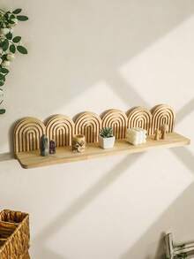 1pc Bohemian Arch Wall Mounted Storage Rack, Wooden Arch Wall Hanging Storage Rack, Suitable For Room, Bedroom, Bathroom, Porch, Living Room Wall Home Decor, Rainbow Pattern Wall Mounted Shelves, Perfectly Fits Bohemian Interior Design And Wall Art Decoration - Multicolor - View 8