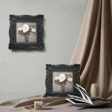 CISOO 2.5x3.5 Vintage Small Picture Frame, Antique Ornate Black Wallet Size Photo Frame For Table Top And Wall Display, Decorative Floral Design Retro Home Decor, Photo Gallery Art